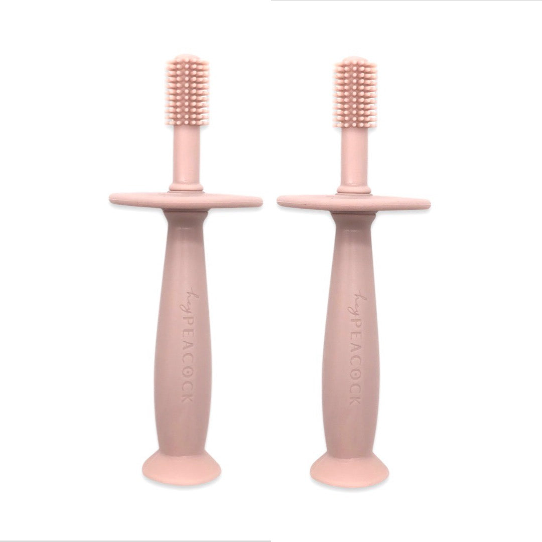 HeyPeacock Baby 360 Degrees Toothbrush with Choke Protection and Suction Base (PINK)