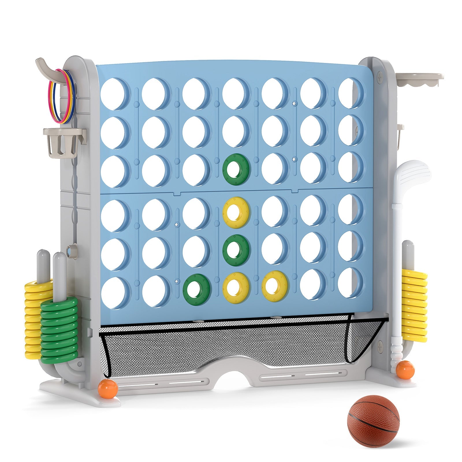 Jumbo 4-to-Score Game with Ring-toss and Basketball Hoop