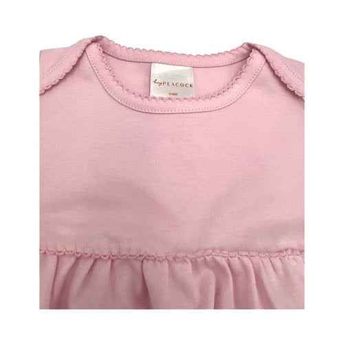 100% PIMA Cotton Newborn Pleated Gown & Hat Set: Light Pink (0-6 months)