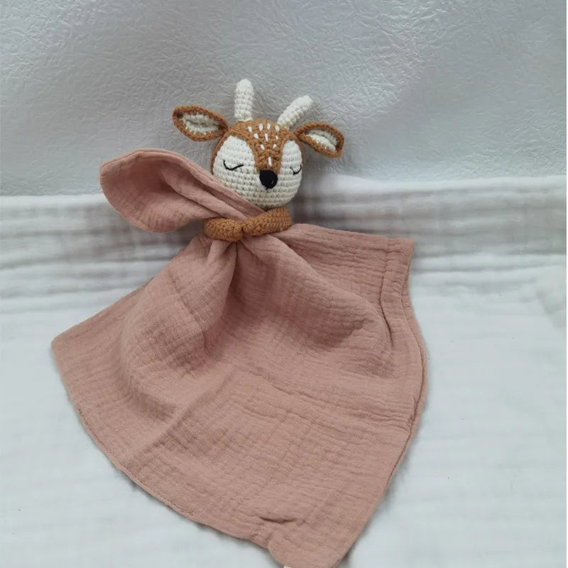 Baby Bib with Sleeping Animals Rattle