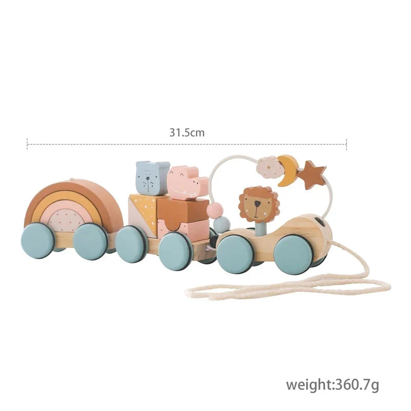 Wooden Train Birthday Toy Montessori Baby Learning