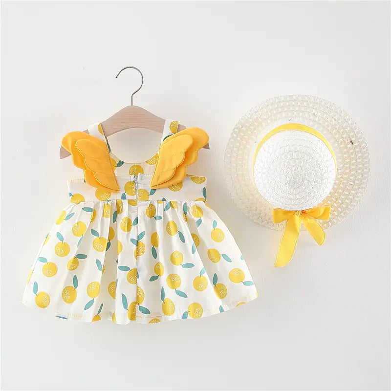 Summer Big Dot Wings Princess Dress with Hat