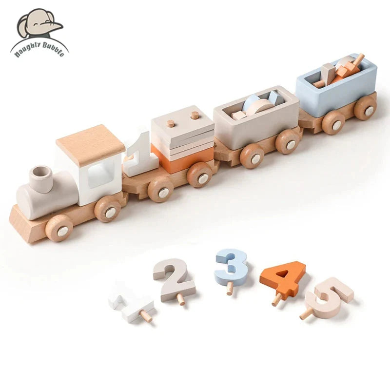 Wooden Train Birthday Toy Montessori Baby Learning