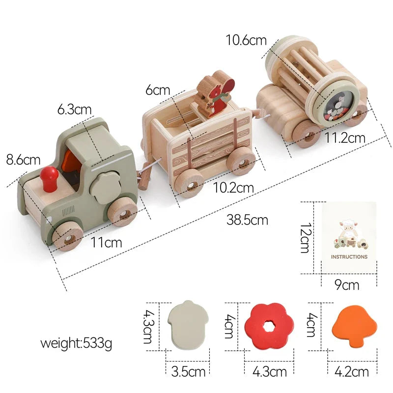 Wooden Train Birthday Toy Montessori Baby Learning