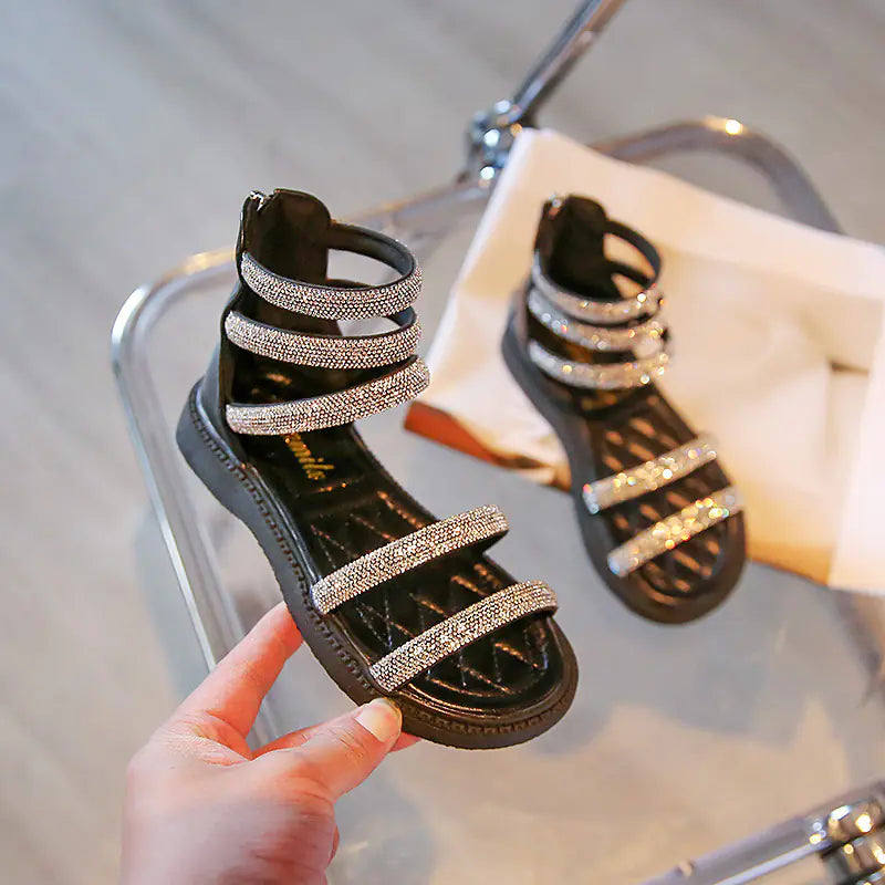 Girls' Fashionable Summer Sandals with Rhinestones 2023