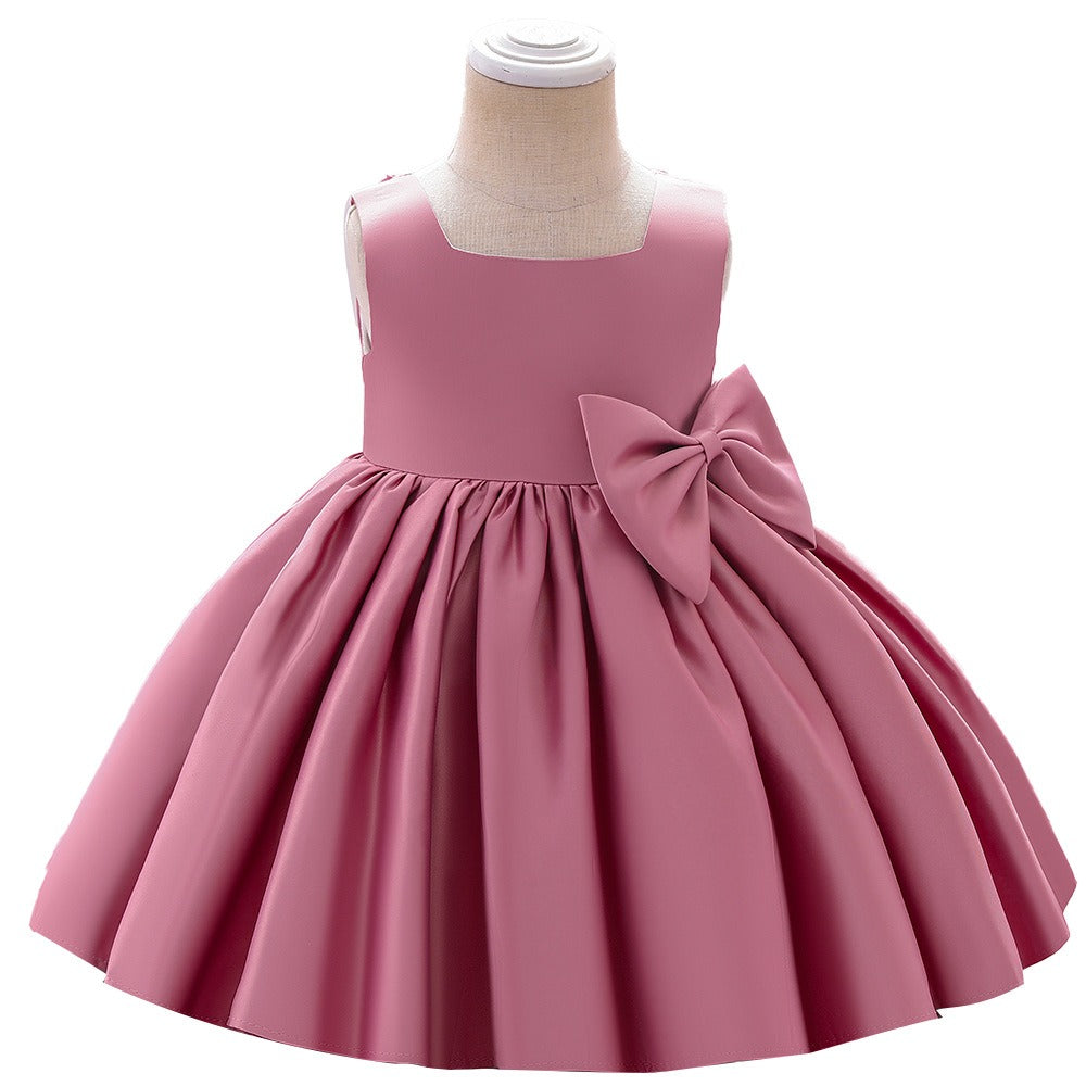 Big Bow Flower Girl Birthday Wedding Dress - # BAAA51110008
