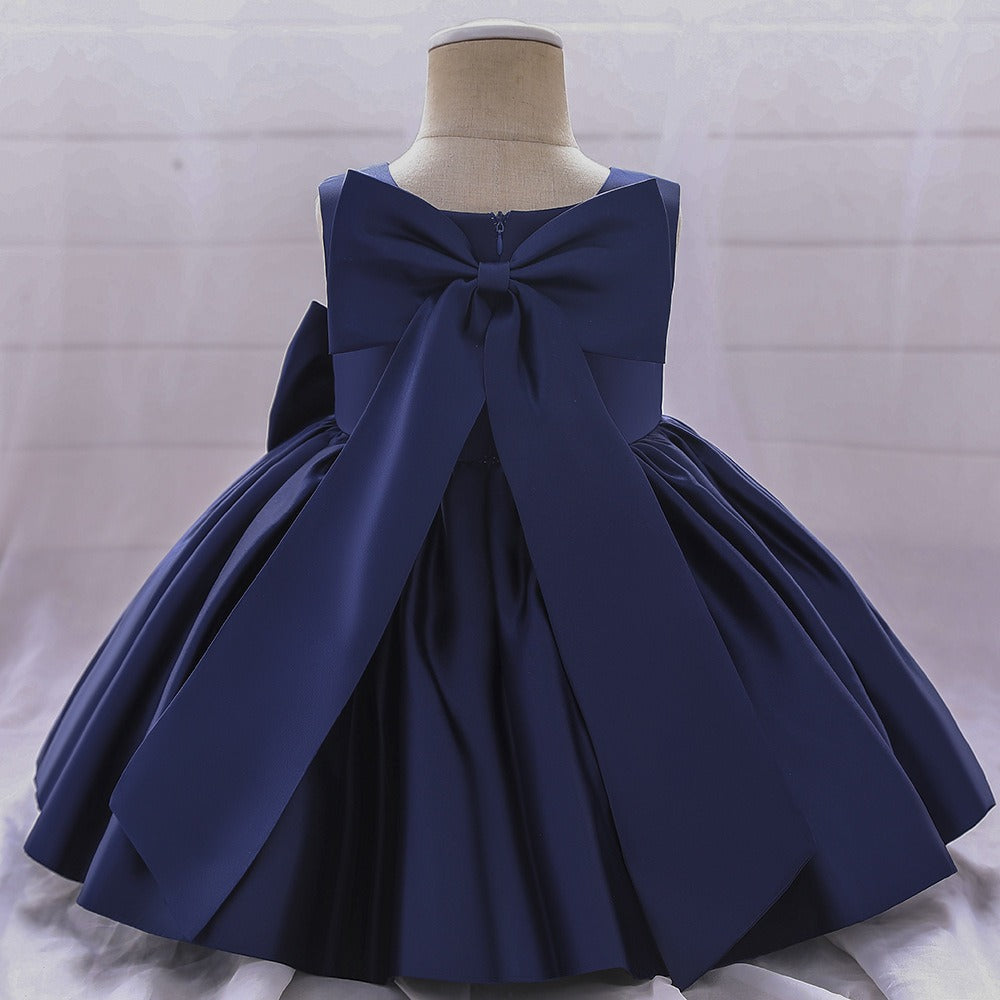 Big Bow Flower Girl Birthday Wedding Dress - # BAAA51110008