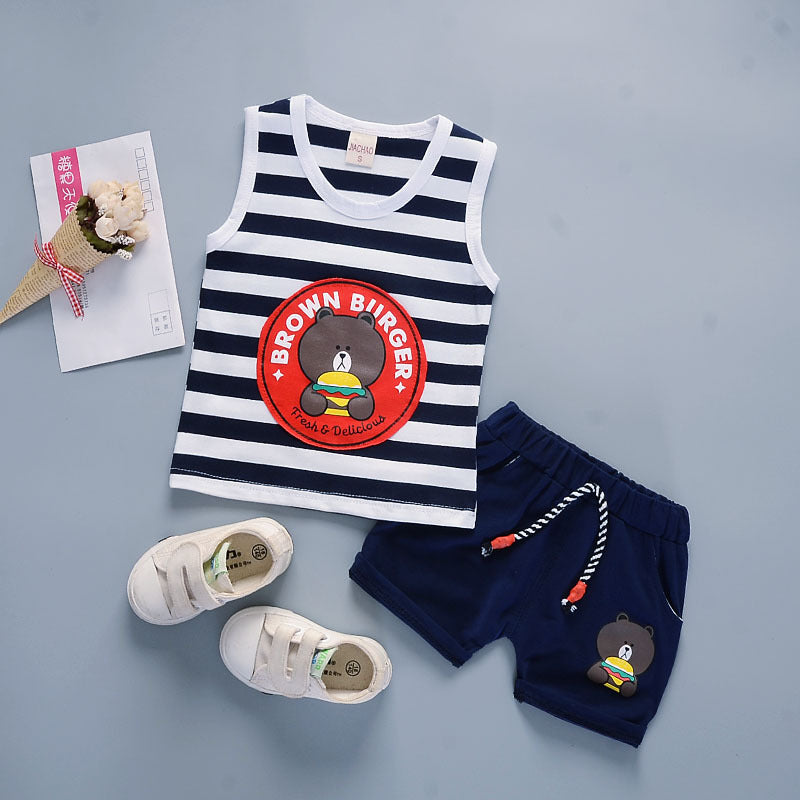 Boys' Cotton Sleeveless Two-Piece Summer Outfit - # BOAA11310009