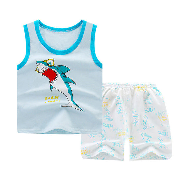 Boys' Summer Cotton Two-Piece Set | With Shorts | 0-4 Years - # BAAA51210043  & BOAA11310018