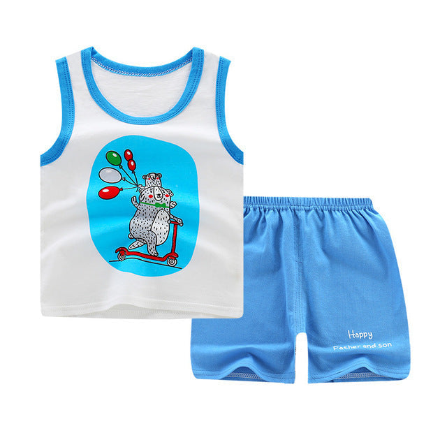 Boys' Summer Cotton Two-Piece Set | With Shorts | 0-4 Years - # BAAA51210043  & BOAA11310018