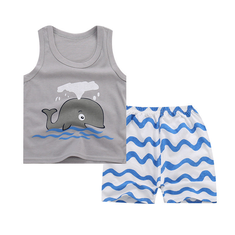 Boys' Summer Cotton Two-Piece Set | With Shorts | 0-4 Years - # BAAA51210043  & BOAA11310018