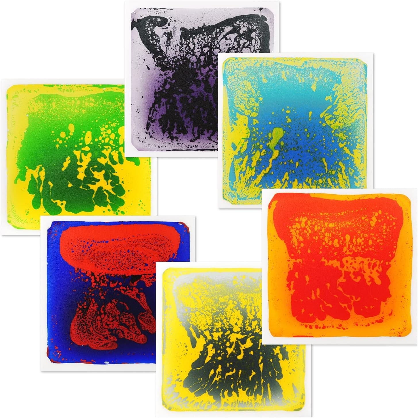 Art3D Liquid Sensory Floor Decorative Tiles, 11.8"X11.8" Square, Colorful, 6 Tiles