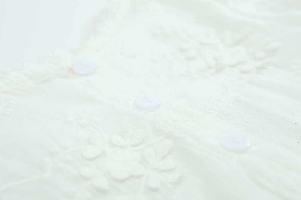 Summer Baby Girl White Embroidered Cotton Romper - # BAAA21110043